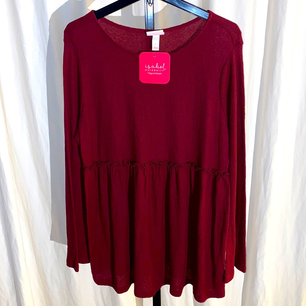 Isabel Maternity Long Sleeve Babydoll Ruffle Top